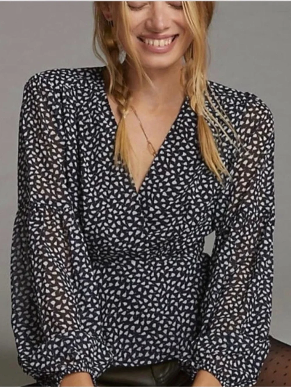 Porridge (Anthropologie) Puff-Sleeved Wrap Blouse